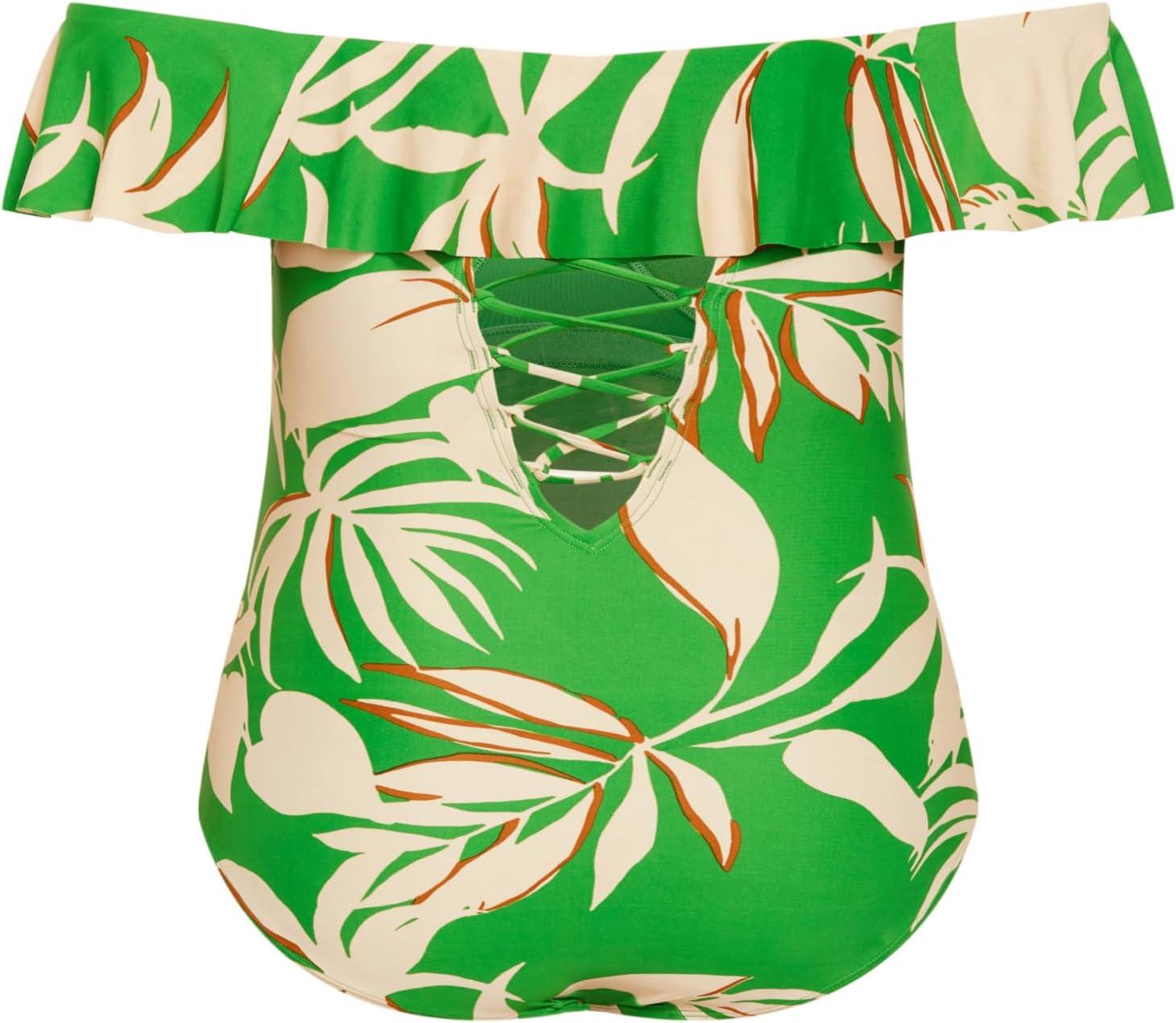 image:imageCity Chic Womens Ingrid Ruffle Print 1 PieceJade Ingrid Prt