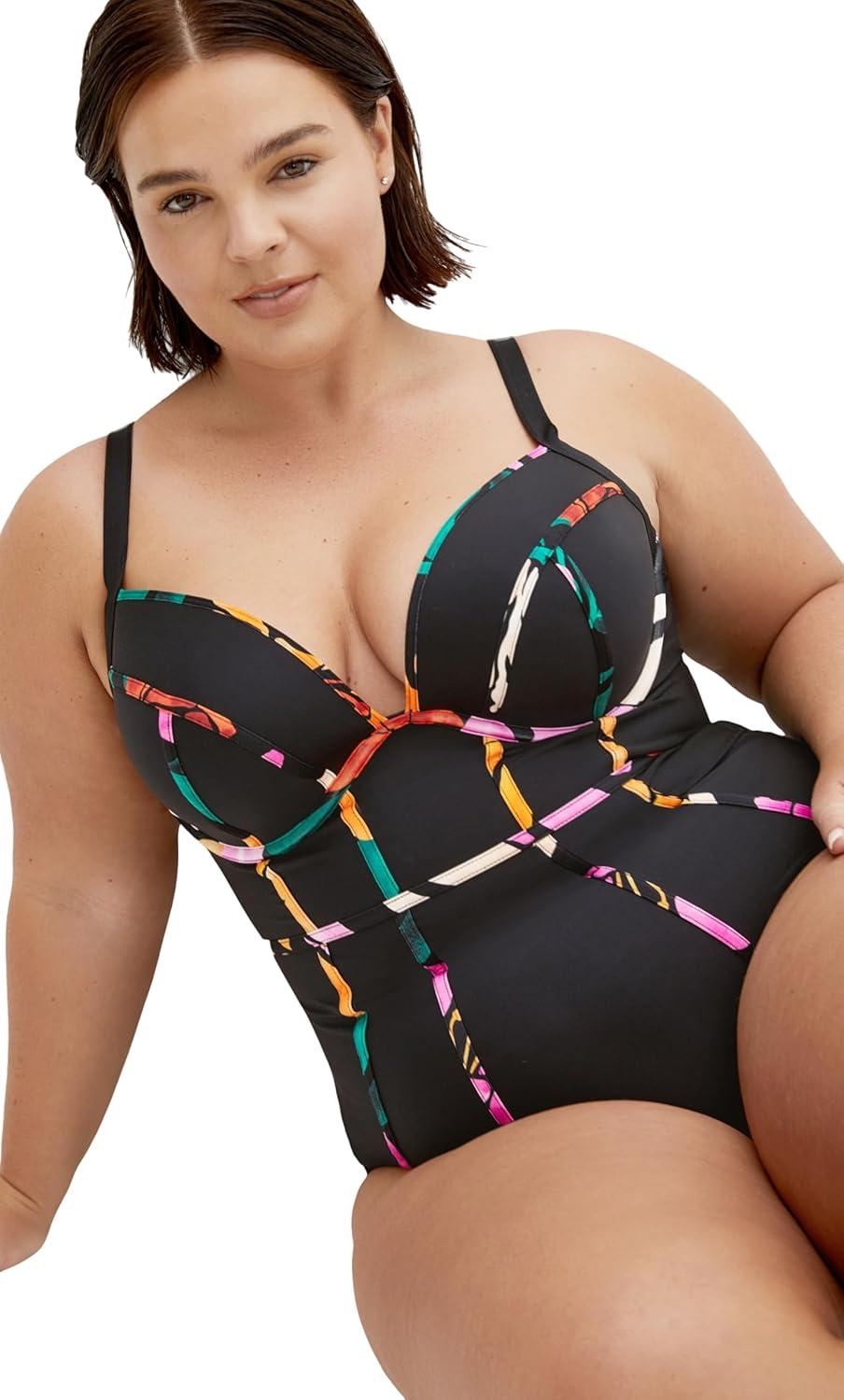 image:imageCity Chic Womens Plus Size 1 Piece Maui Underwire PrintMaui Floral Prt