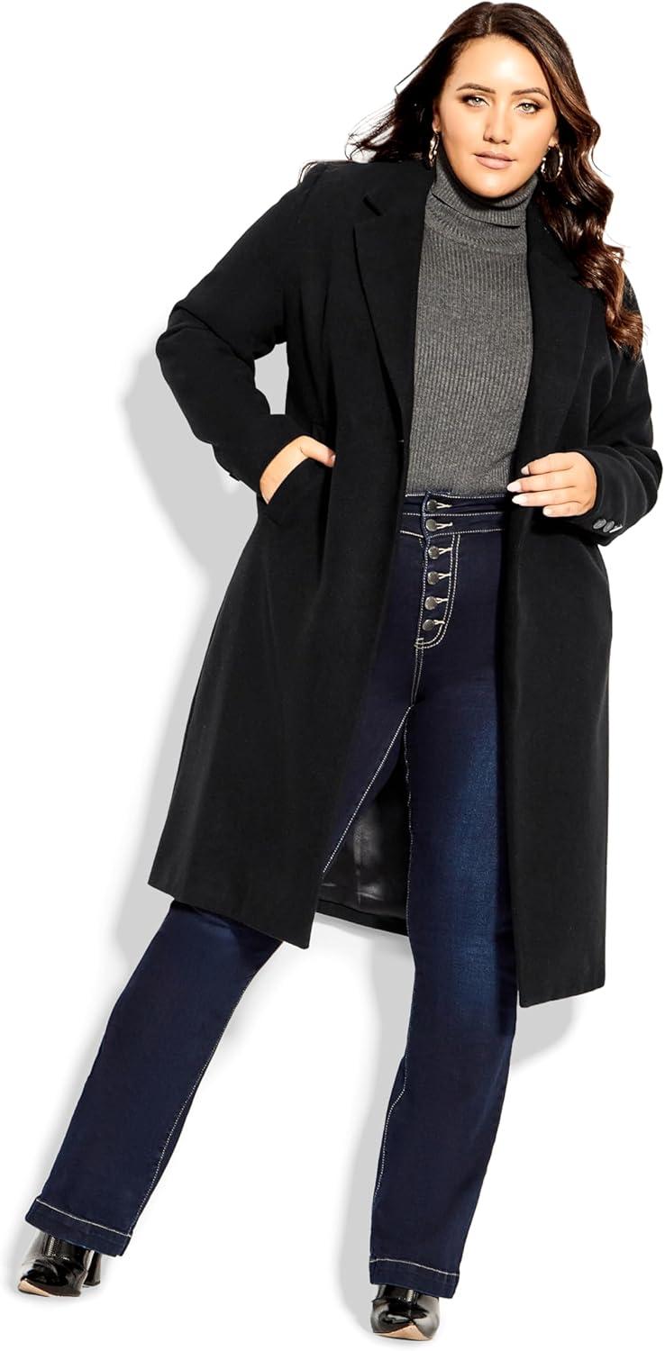 image:imageCity Chic Womens Plus Size Coat Effortless ChicBlack