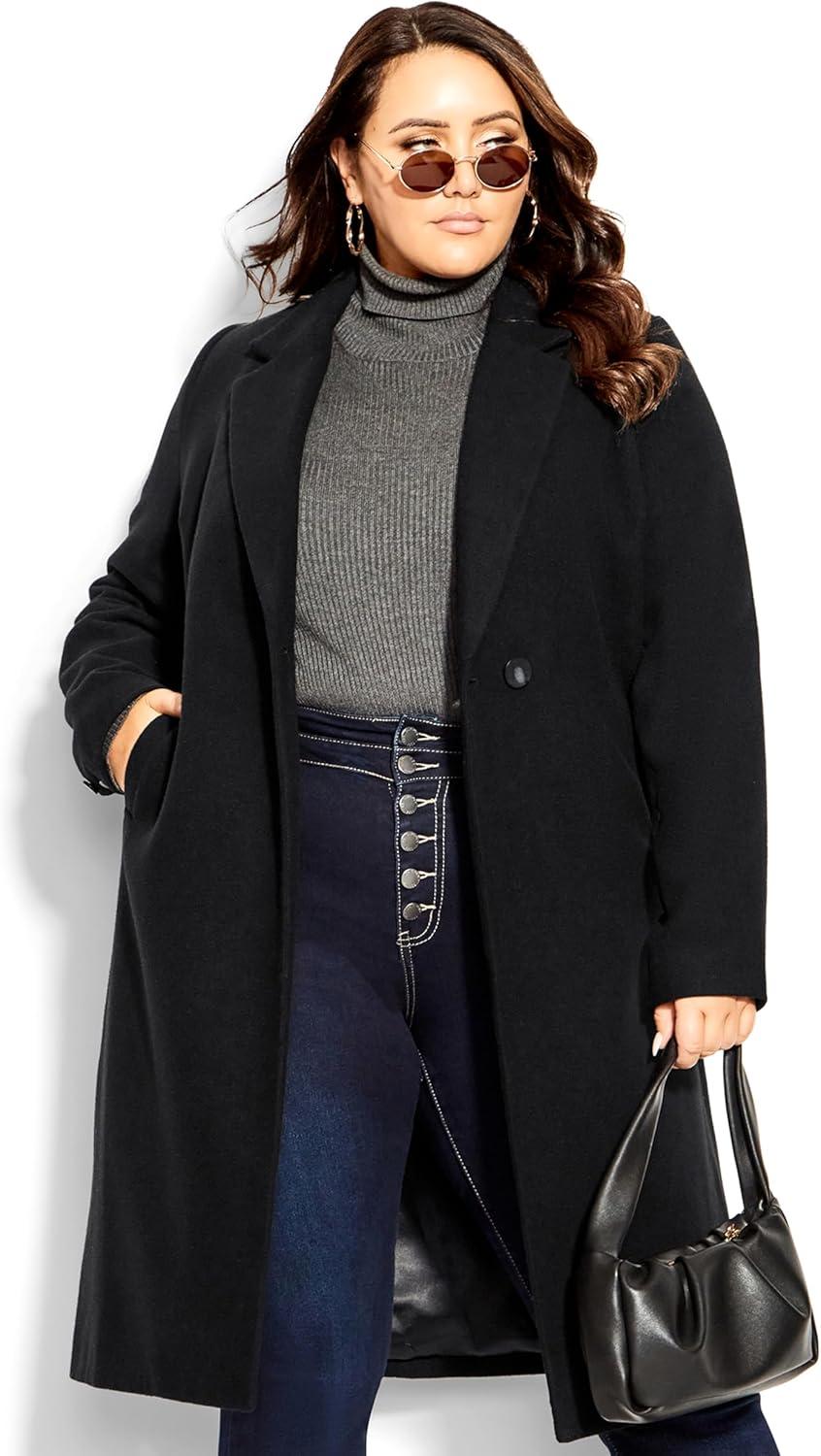 image:imageCity Chic Womens Plus Size Coat Effortless ChicBlack