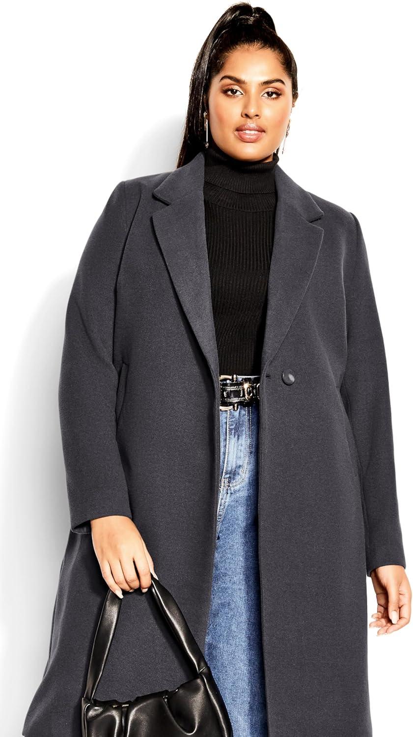 image:imageCity Chic Womens Plus Size Coat Effortless ChicCharcoal