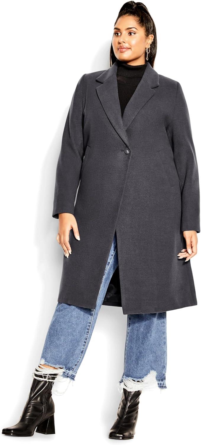 image:imageCity Chic Womens Plus Size Coat Effortless ChicCharcoal