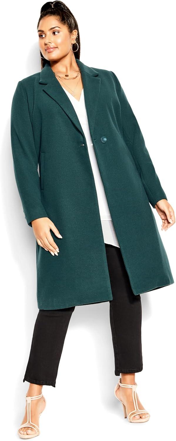 image:imageCity Chic Womens Plus Size Coat Effortless ChicEmerald