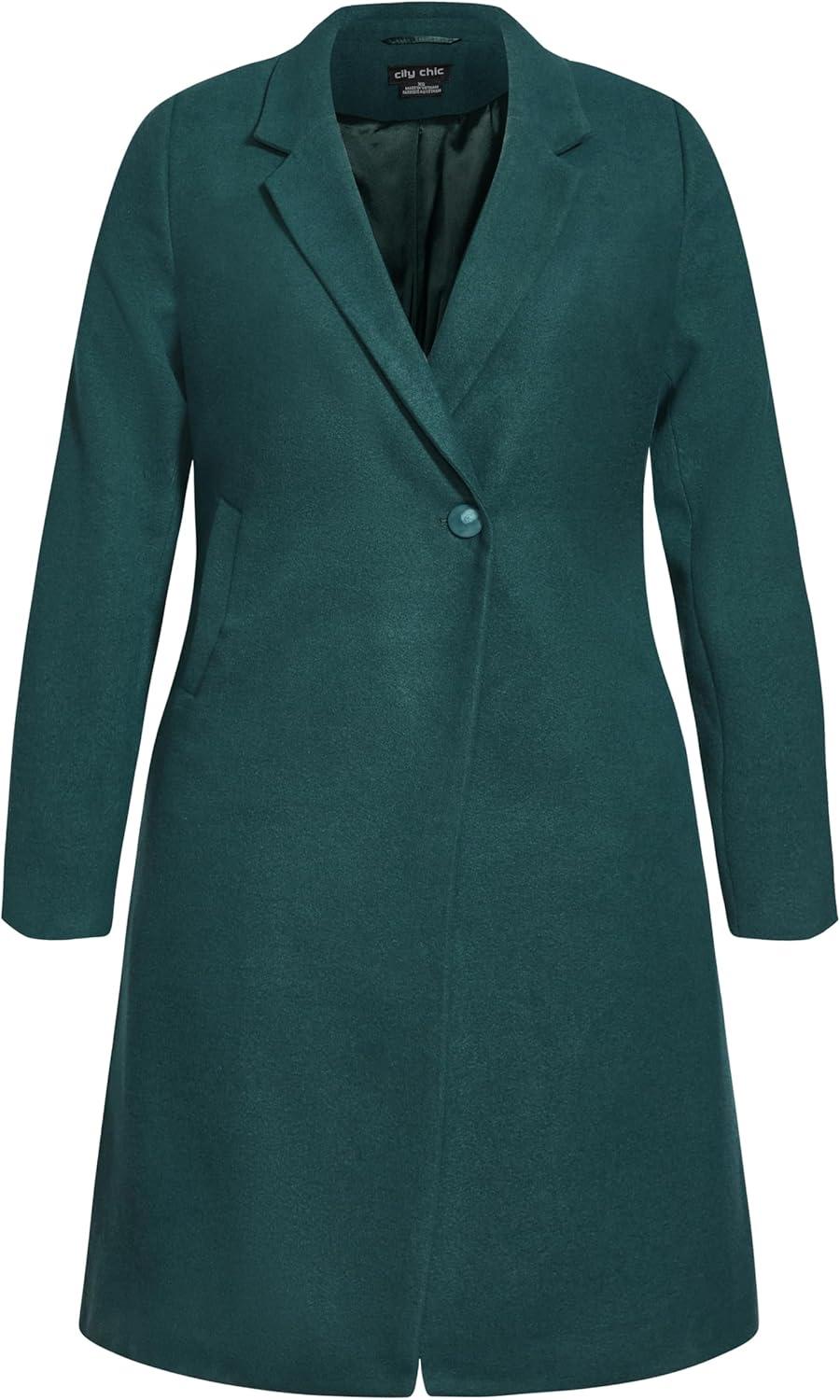 image:imageCity Chic Womens Plus Size Coat Effortless ChicEmerald