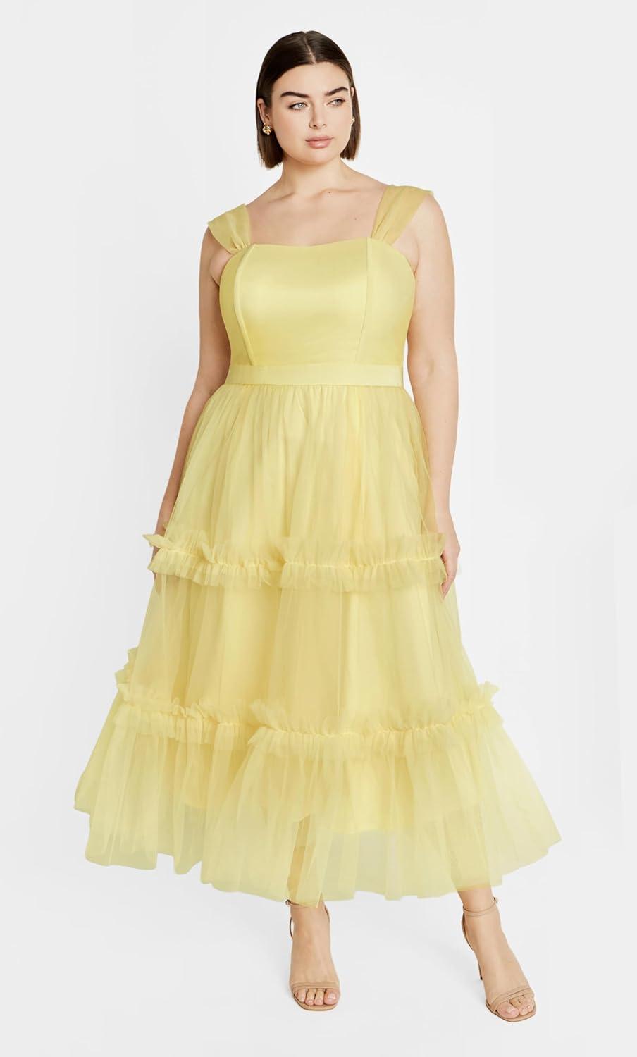 image:imageCity Chic Womens Plus Size Cocktail Dress Charming MidiYellow