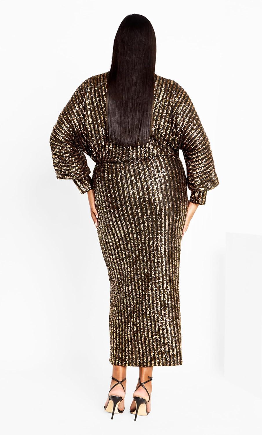 image:imageCity Chic Womens Plus Size Cocktail Dress Tilly SequinBronze