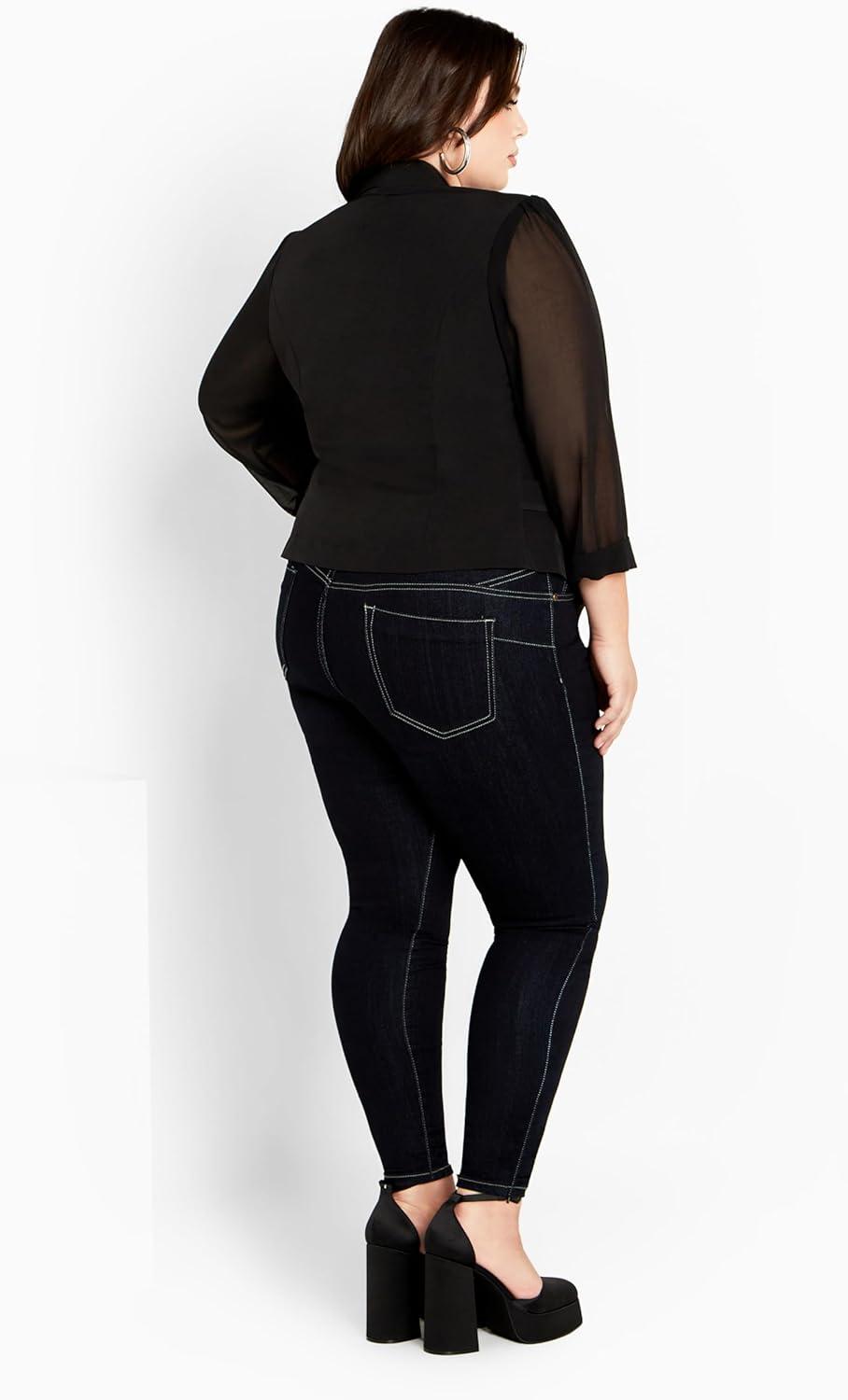 image:imageCity Chic Womens Plus Size Drapey Sheer Chiffon Blazer Jacket