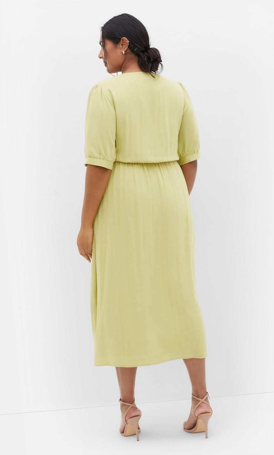 image:imageCity Chic Womens Plus Size Dress Charli Button MidiLight Khaki