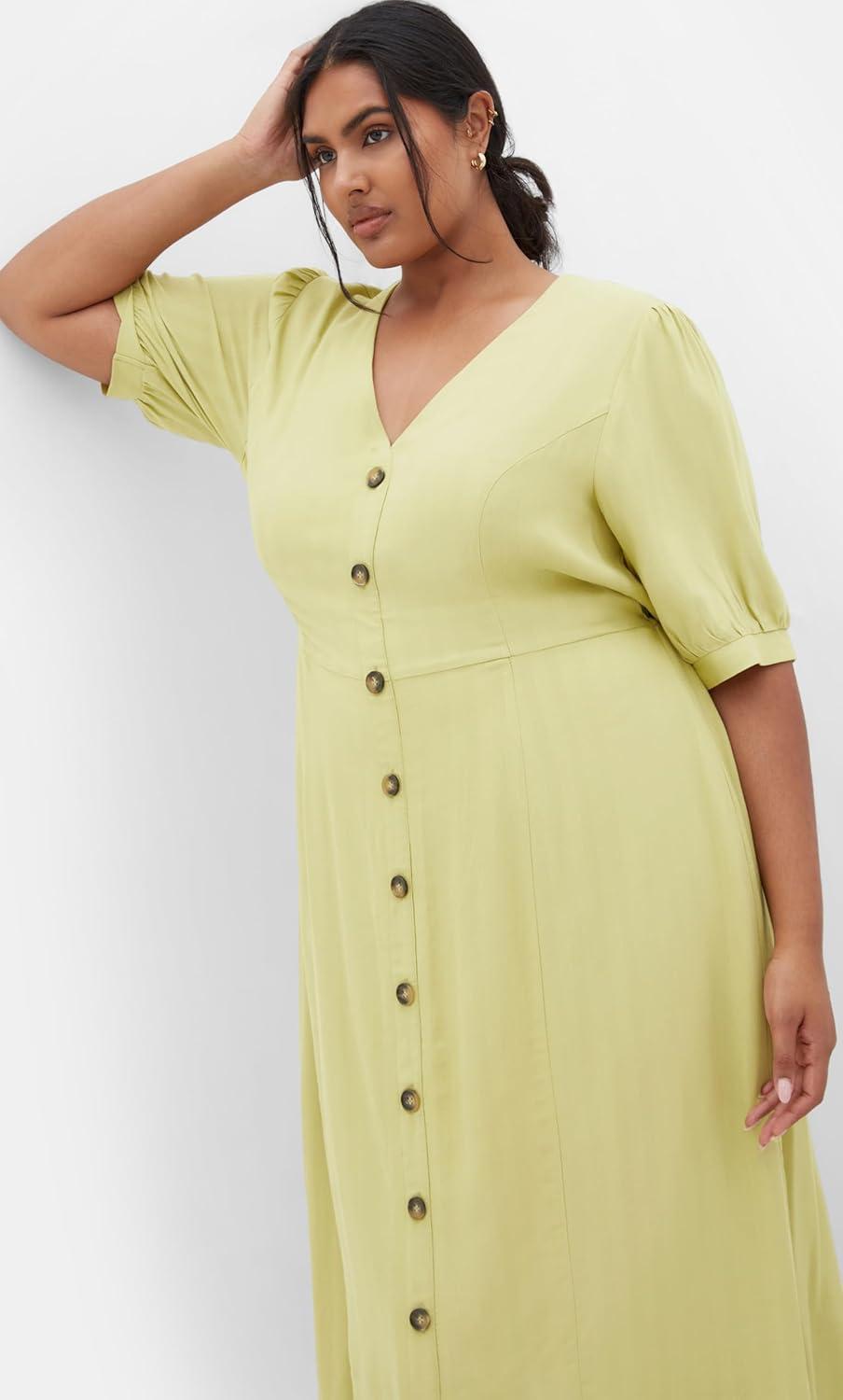 image:imageCity Chic Womens Plus Size Dress Charli Button MidiLight Khaki