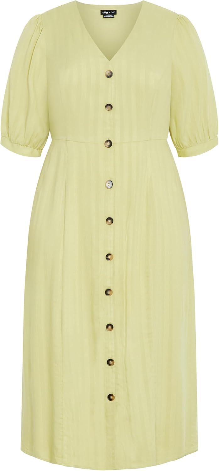 image:imageCity Chic Womens Plus Size Dress Charli Button MidiLight Khaki