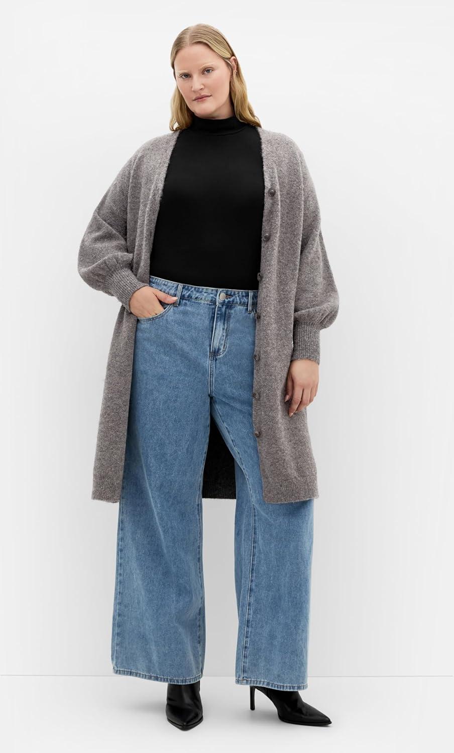 image:imageCity Chic Womens Plus Size Dress Eleni Cardigan MidiCharcoal Marle