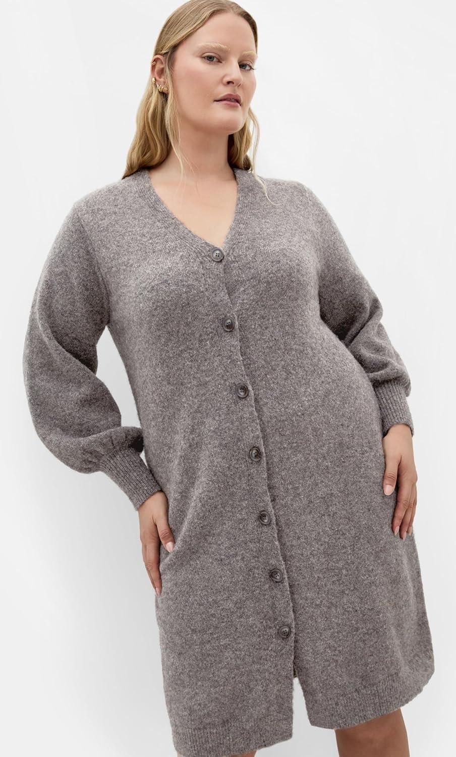 image:imageCity Chic Womens Plus Size Dress Eleni Cardigan MidiCharcoal Marle