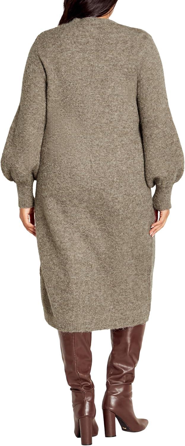 image:imageCity Chic Womens Plus Size Dress Eleni Cardigan MidiTaupe Marle