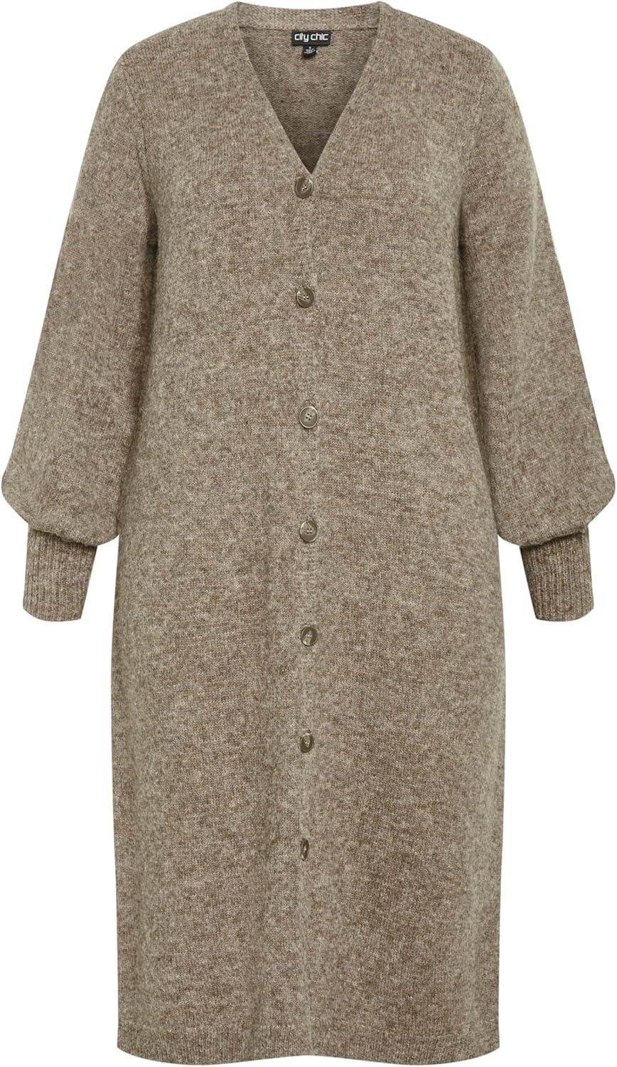image:imageCity Chic Womens Plus Size Dress Eleni Cardigan MidiTaupe Marle