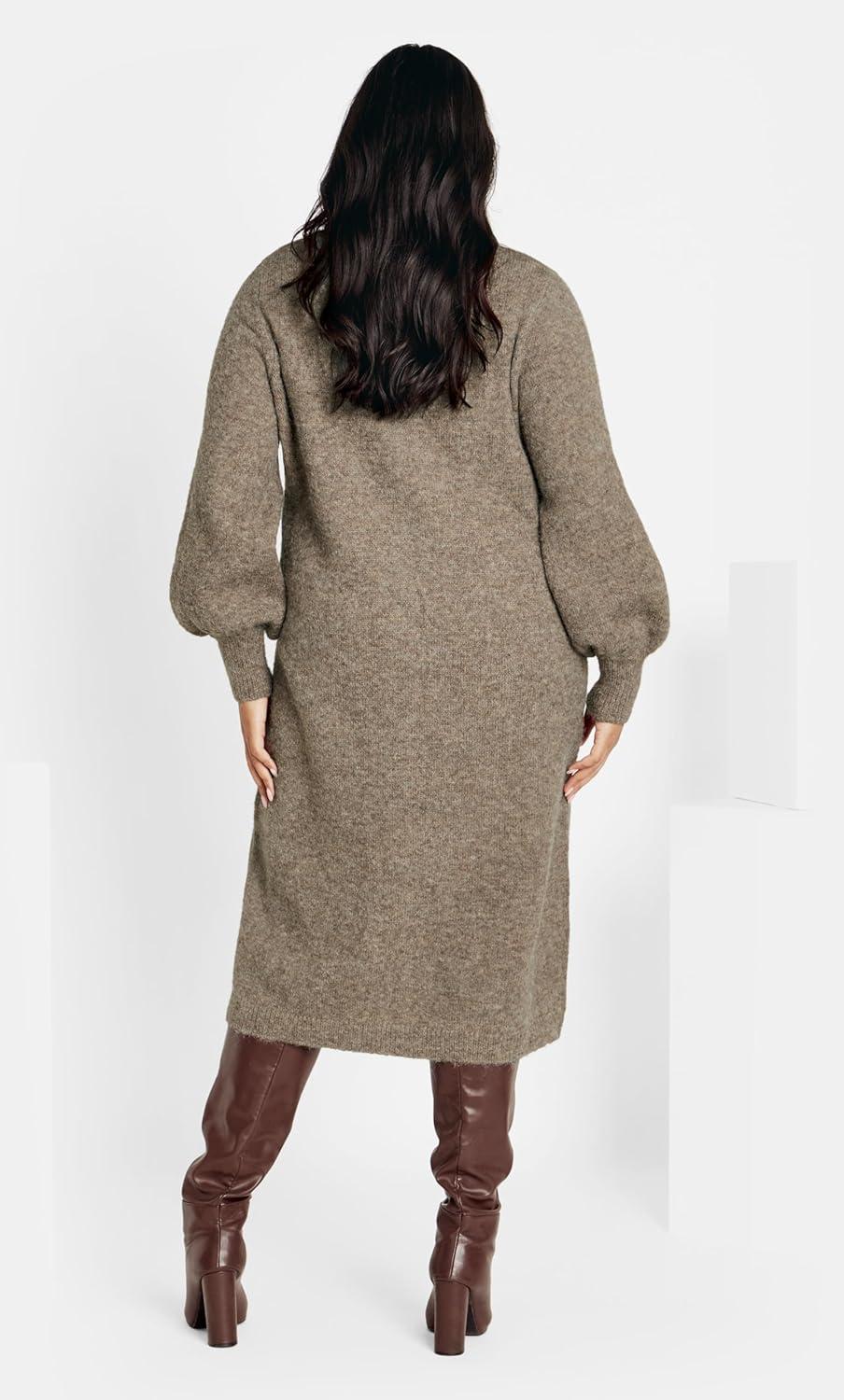 image:imageCity Chic Womens Plus Size Dress Eleni Cardigan MidiTaupe Marle
