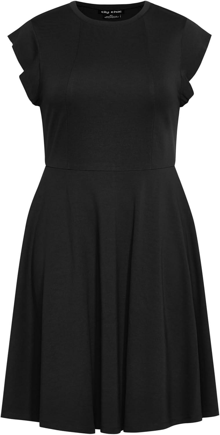 image:imageCity Chic Womens Plus Size Dress Frill ShoulderBlack