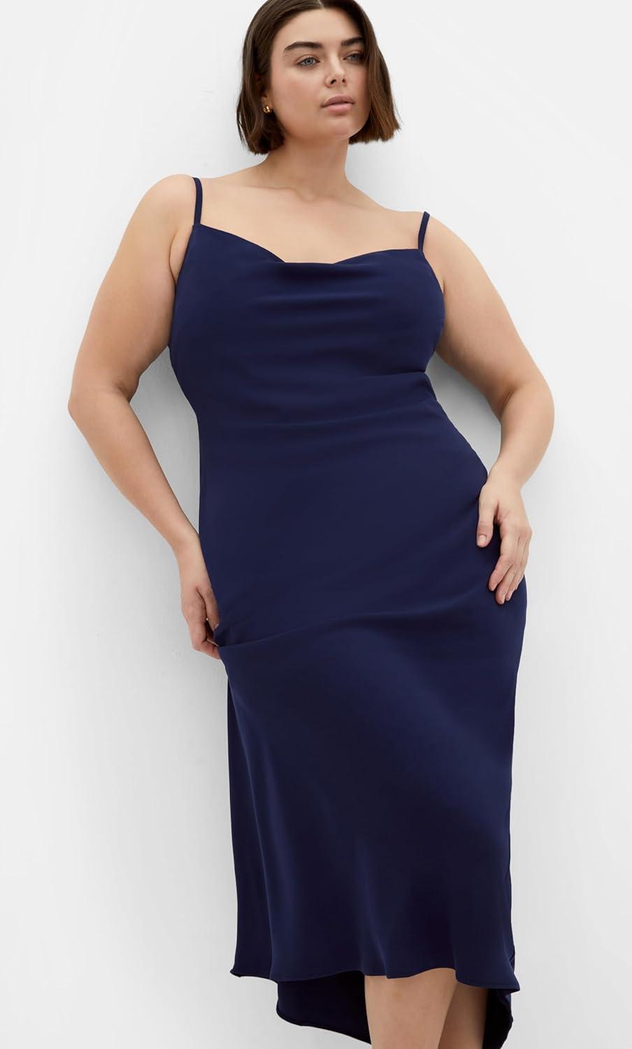image:imageCity Chic Womens Plus Size Dress Sadie Cowl Neck MidiNavy