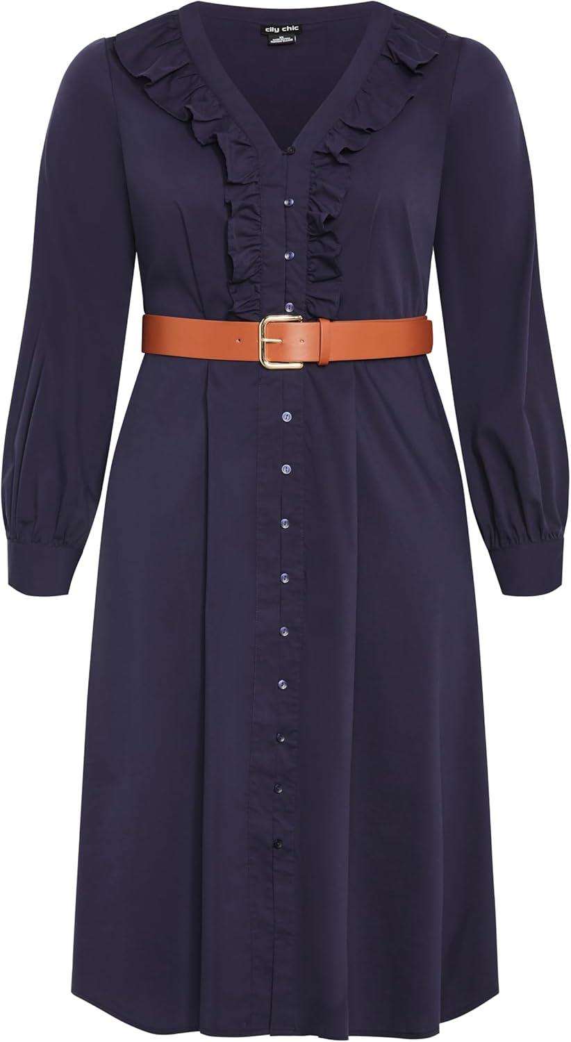 image:imageCity Chic Womens Plus Size Dress Zoe BeltedNavy