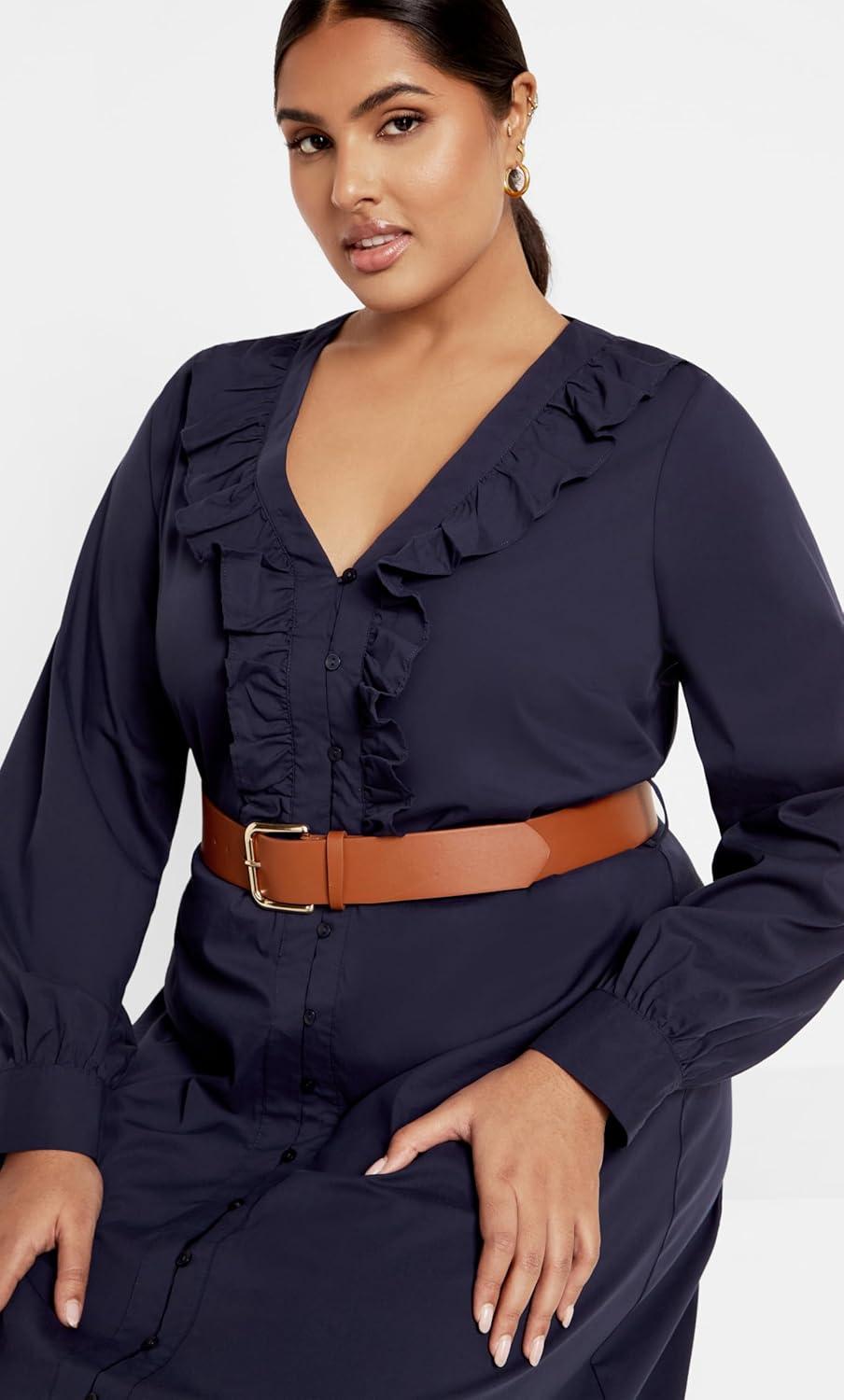image:imageCity Chic Womens Plus Size Dress Zoe BeltedNavy