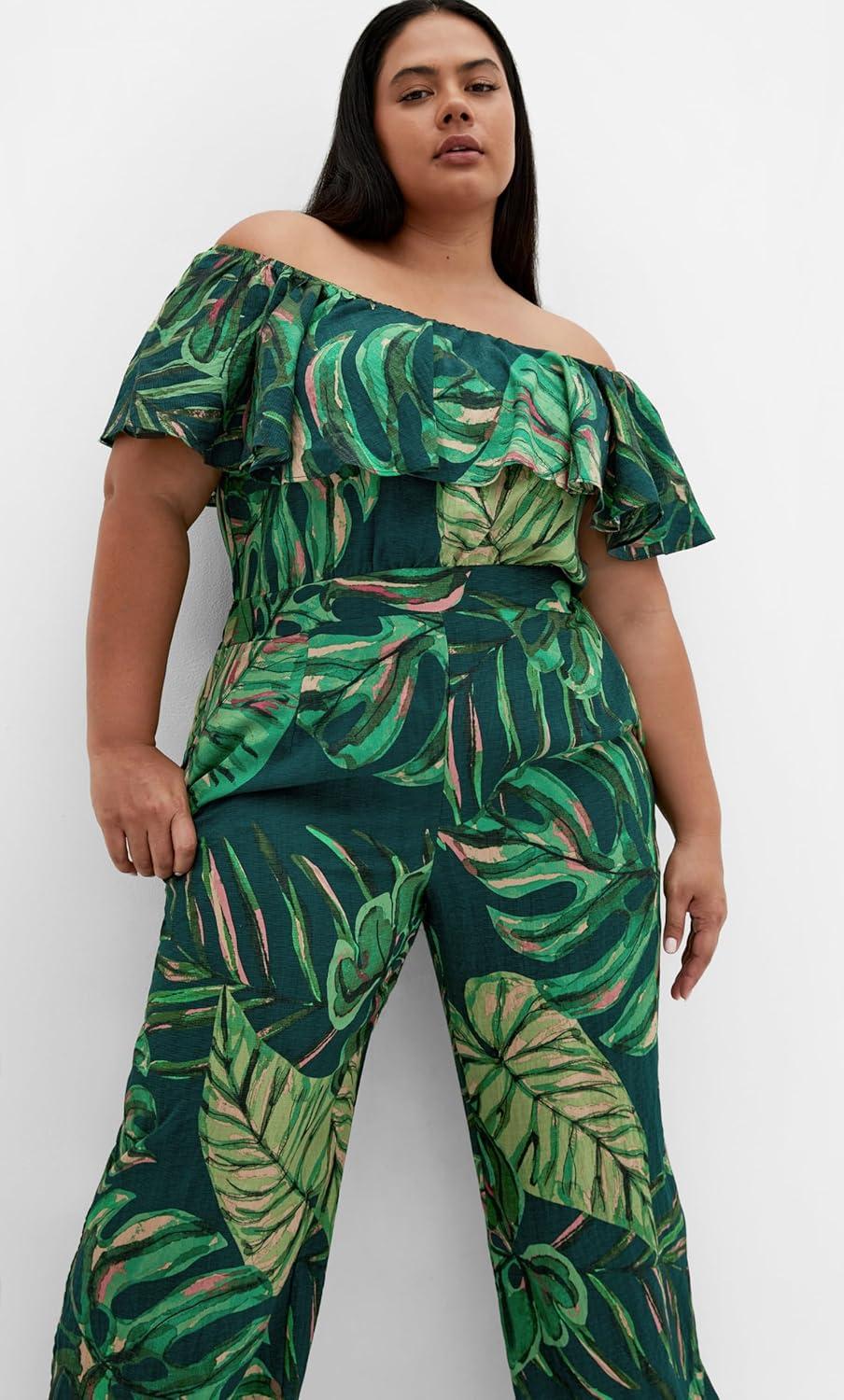 image:imageCity Chic Womens Plus Size Jumpsuit Peta PalmNight Palm