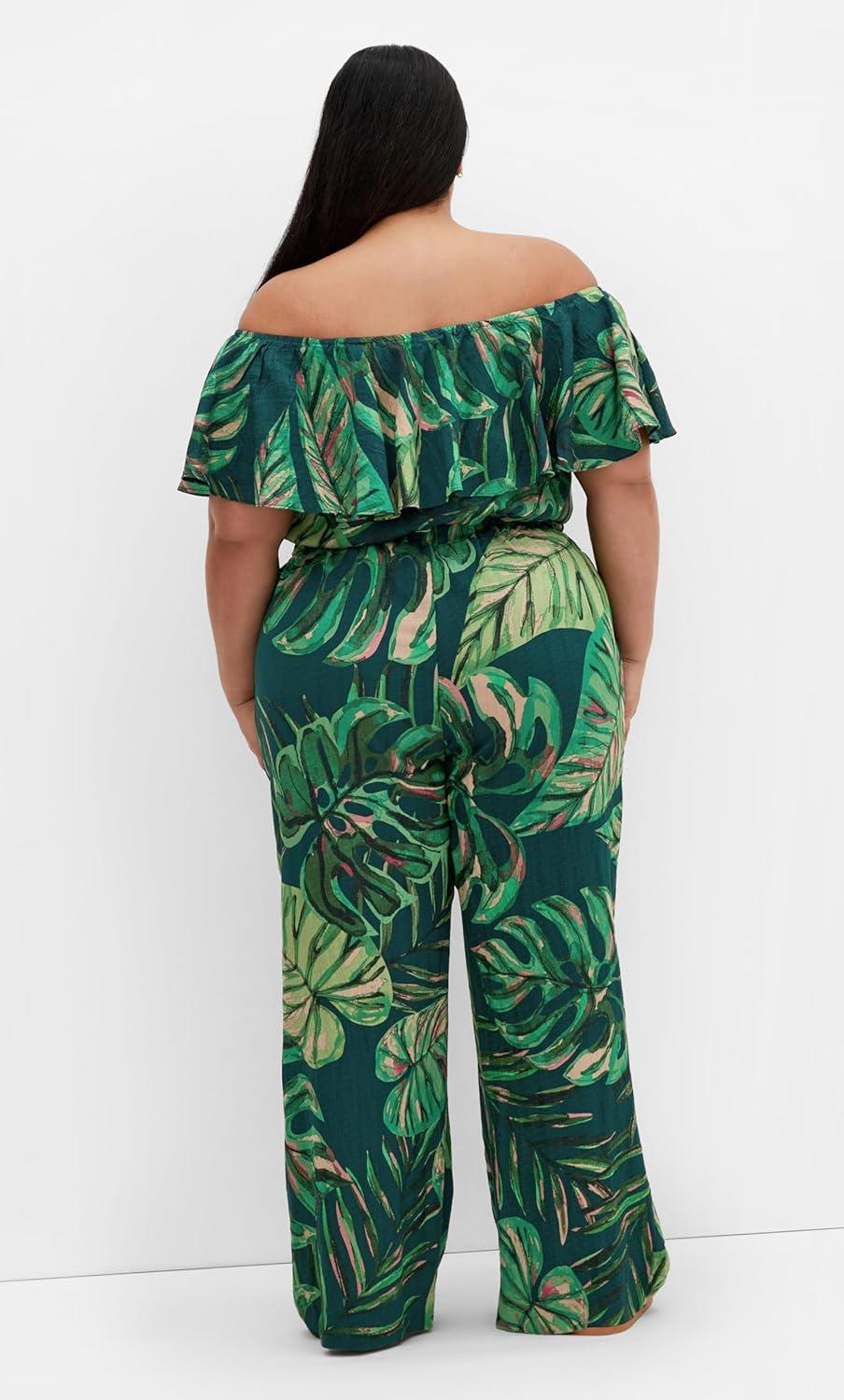 image:imageCity Chic Womens Plus Size Jumpsuit Peta PalmNight Palm