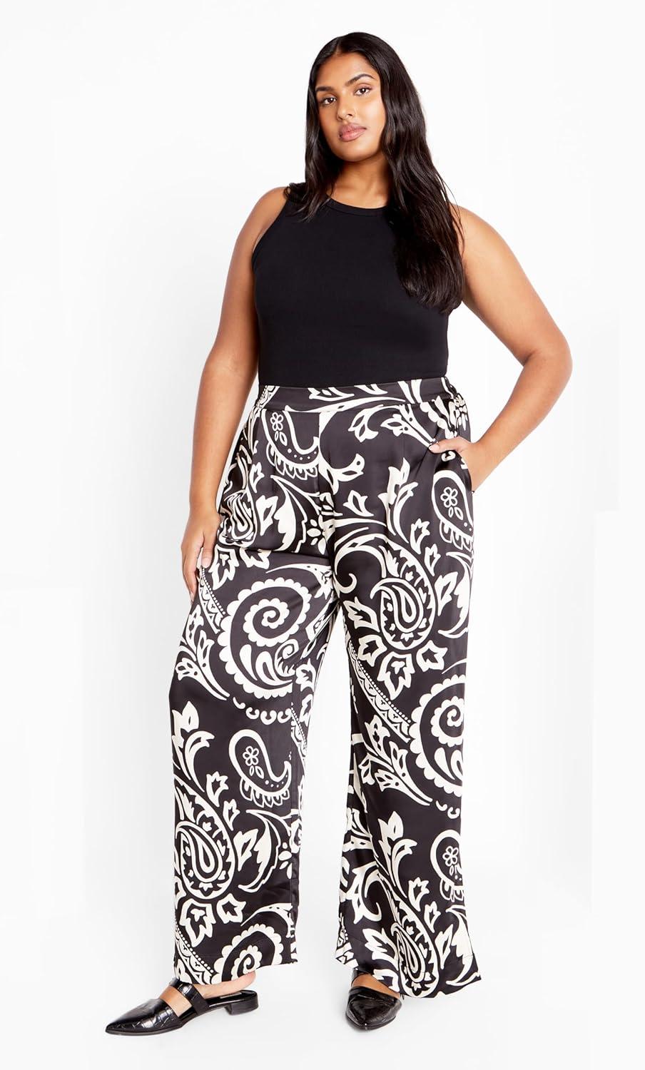 image:imageCity Chic Womens Plus Size PantSienna Print Paisley 18