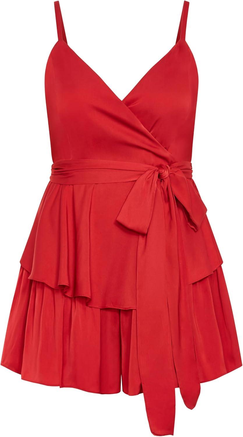 image:imageCity Chic Womens Plus Size Playsuit Fest WrapRed