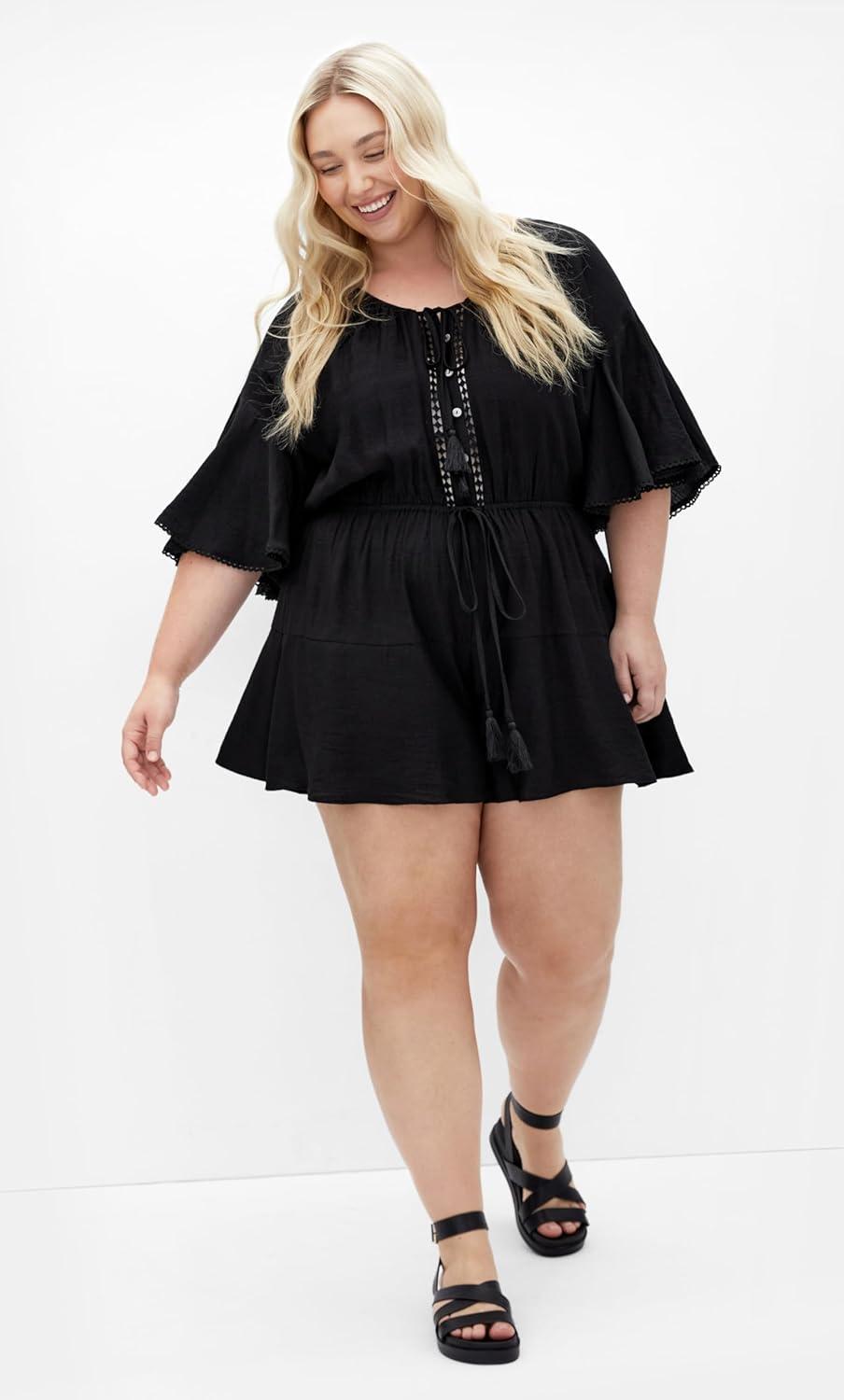 image:imageCity Chic Womens Plus Size Playsuit Harlow Lace EmbroideredBlack