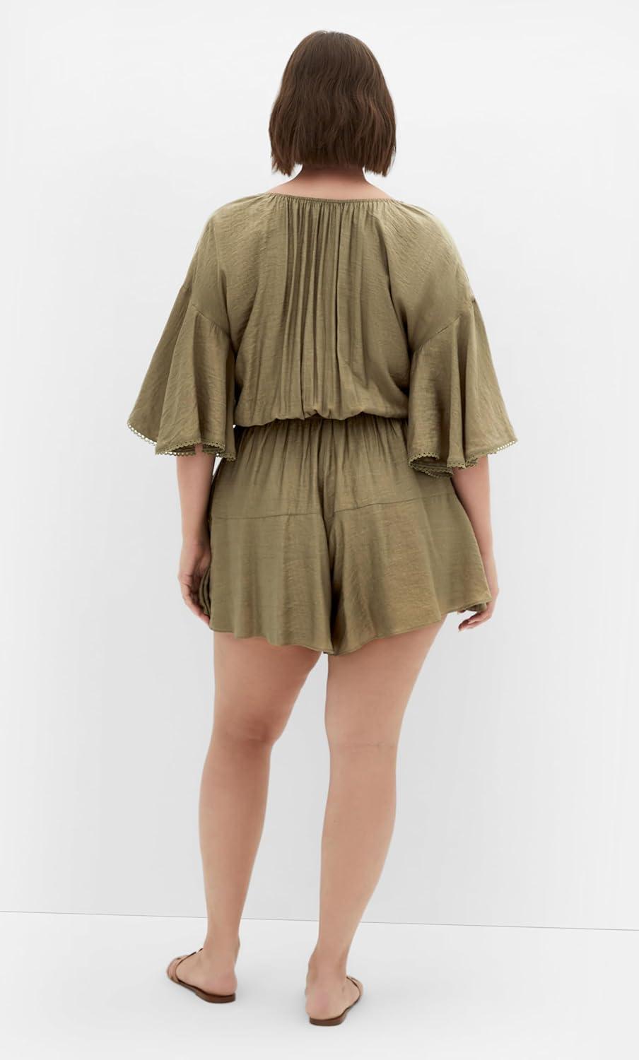 image:imageCity Chic Womens Plus Size Playsuit Harlow Lace EmbroideredKhaki