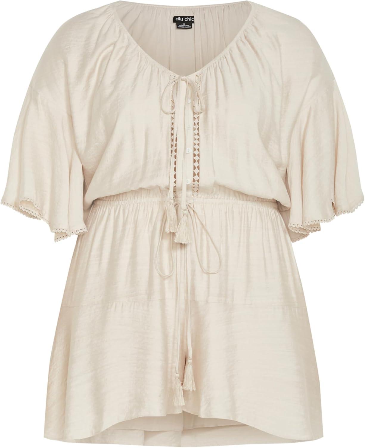 image:imageCity Chic Womens Plus Size Playsuit Harlow Lace EmbroideredOat
