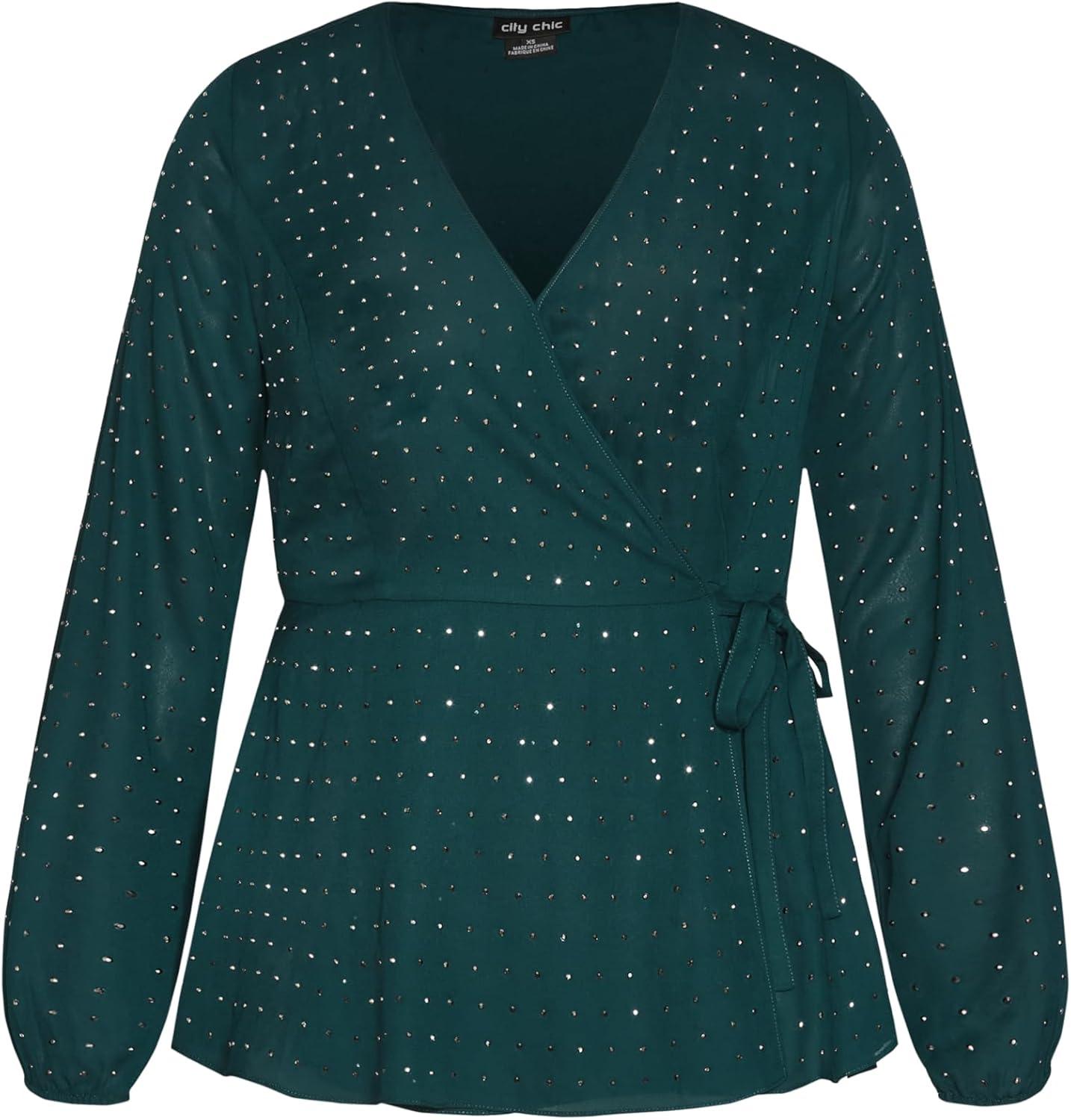 image:imageCity Chic Womens Plus Size Top Bling FlirtEmerald