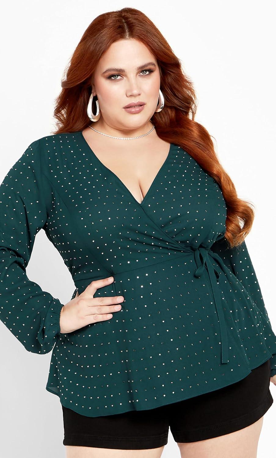 image:imageCity Chic Womens Plus Size Top Bling FlirtEmerald