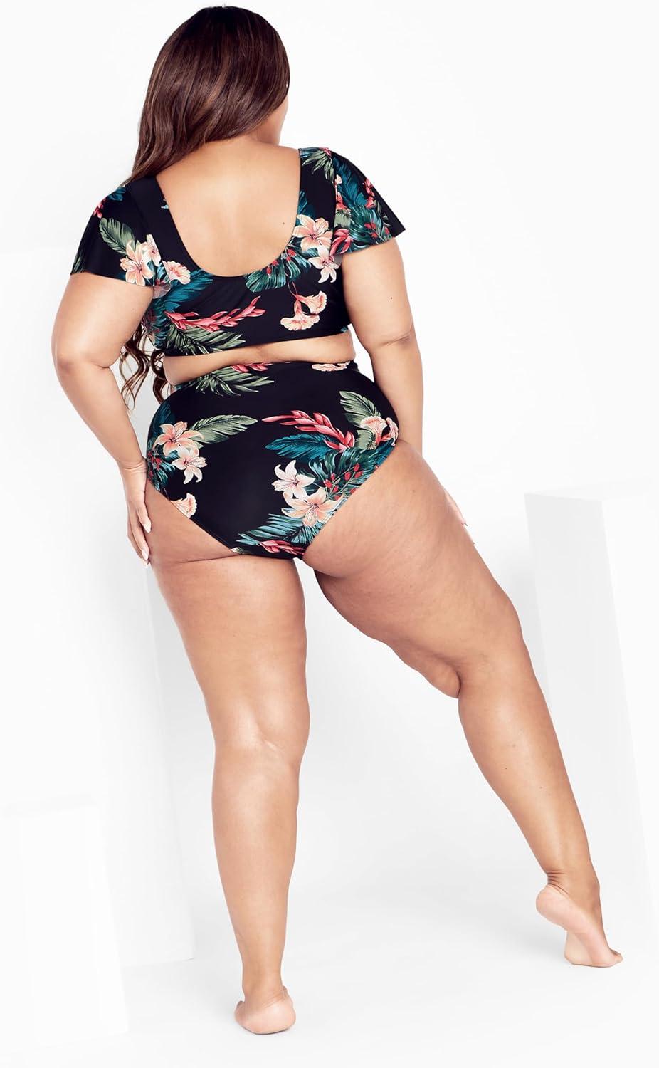 image:imageCity Chic Womens Plus Size Top Ingrid Cap Sleeve PrintBlack Ingrid Print