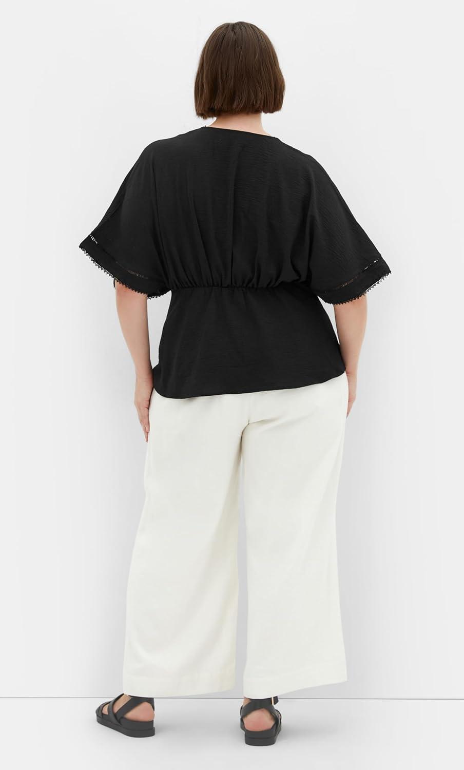 image:imageCity Chic Womens Plus Size Top Island Sun V Neck EmbroideredBlack