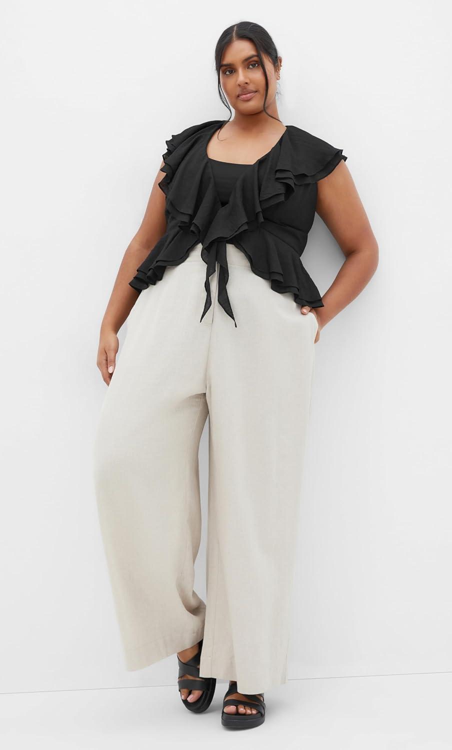 image:imageCity Chic Womens Plus Size Top Sweet RuffleBlack