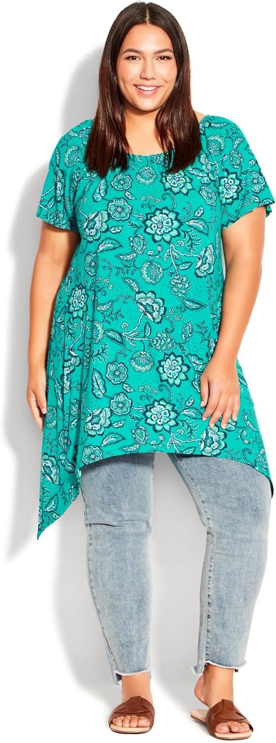image:imageCity Chic Womens TunicHanky Hem PrintTeal Jacobeva