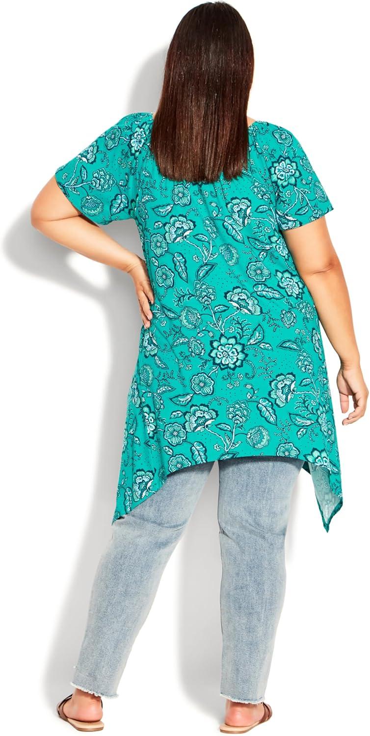 image:imageCity Chic Womens TunicHanky Hem PrintTeal Jacobeva