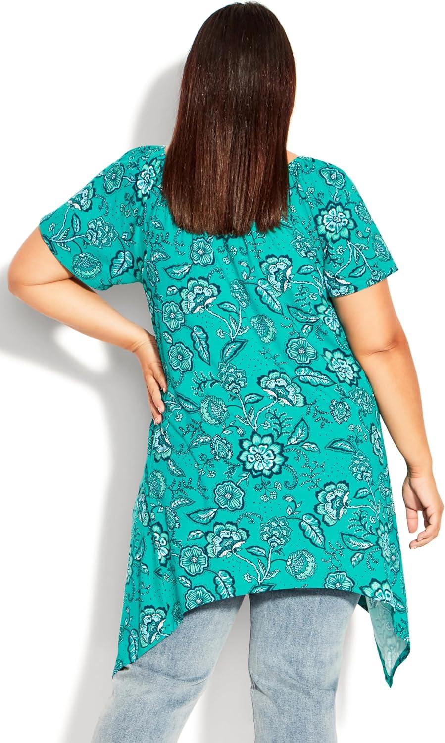 image:imageCity Chic Womens TunicHanky Hem PrintTeal Jacobeva