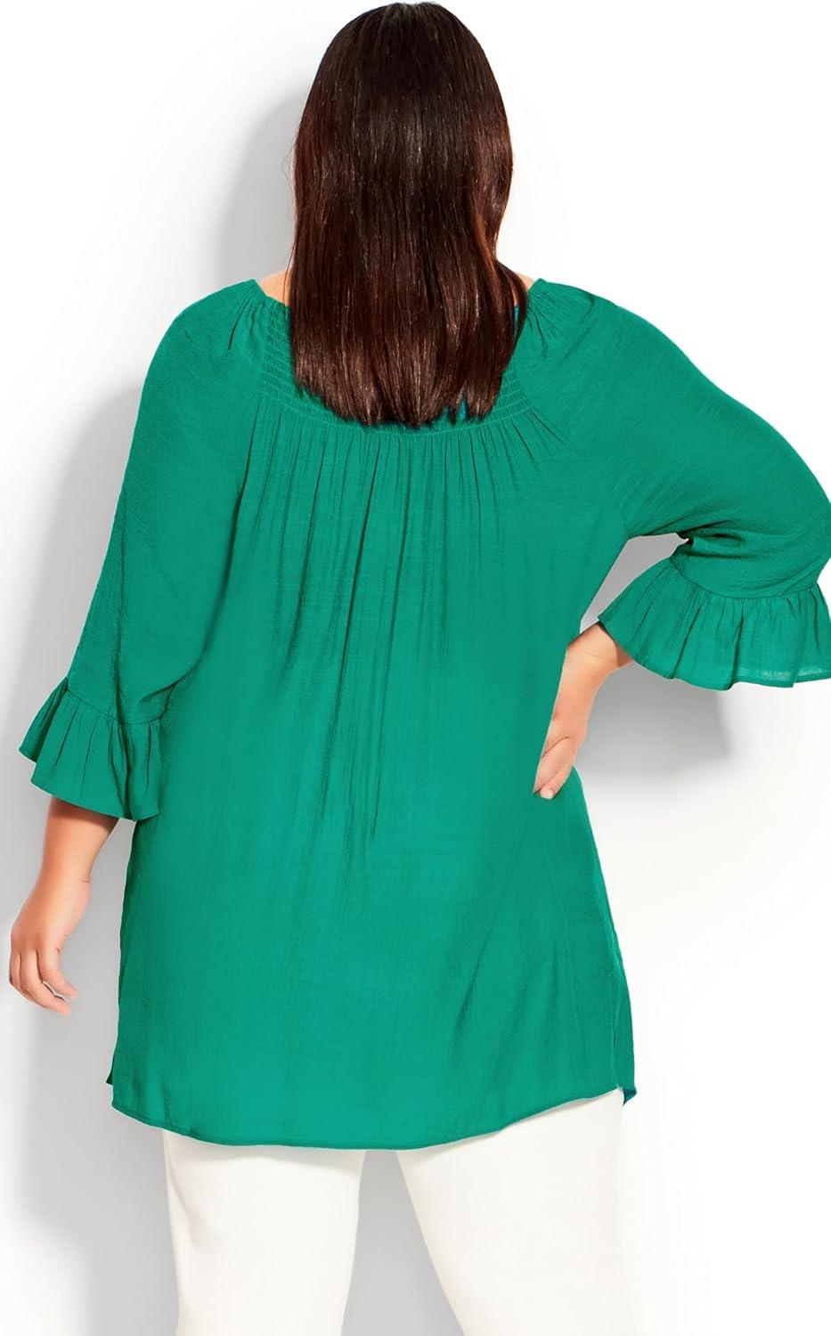 image:imageCity Chic womens Avenue Plus Size Top 34 Slv FlutterTeal