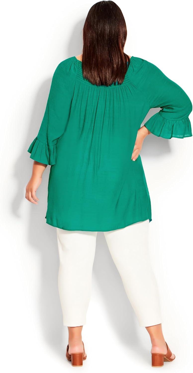 image:imageCity Chic womens Avenue Plus Size Top 34 Slv FlutterTeal