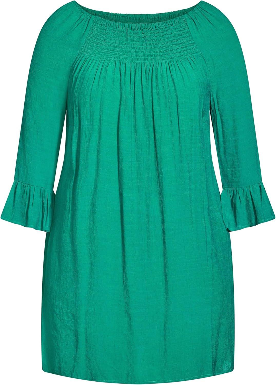 image:imageCity Chic womens Avenue Plus Size Top 34 Slv FlutterTeal