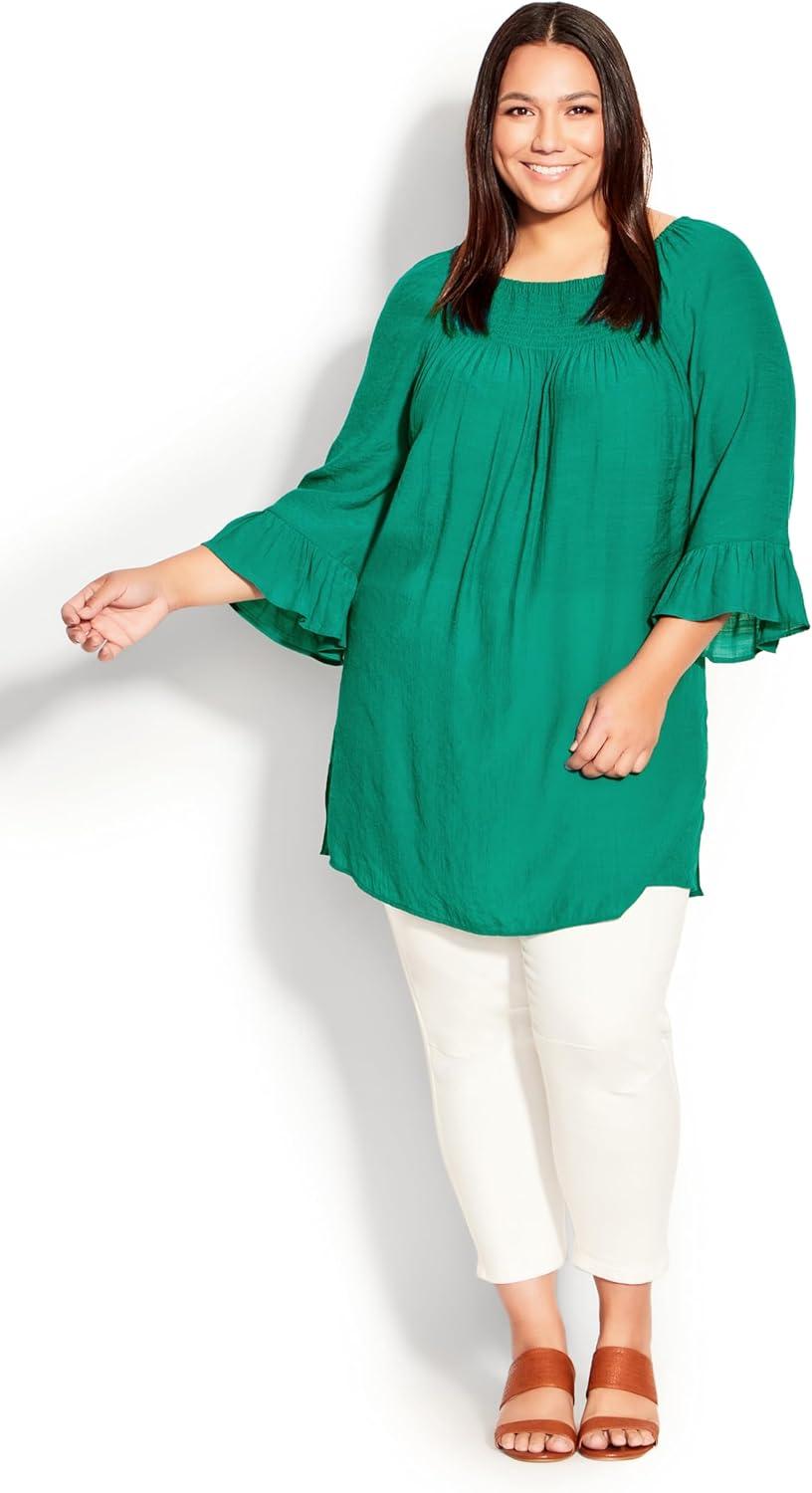image:imageCity Chic womens Avenue Plus Size Top 34 Slv FlutterTeal