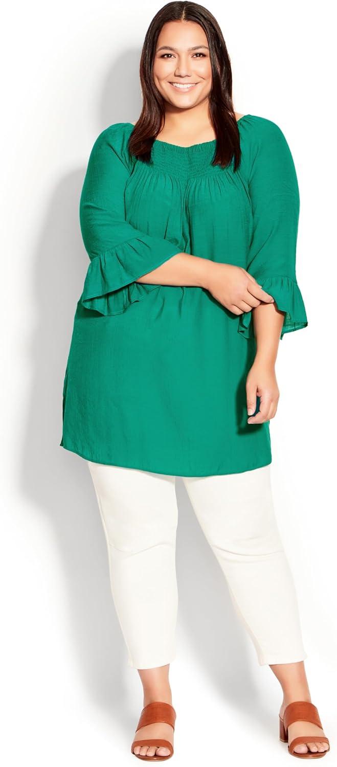 image:imageCity Chic womens Avenue Plus Size Top 34 Slv FlutterTeal