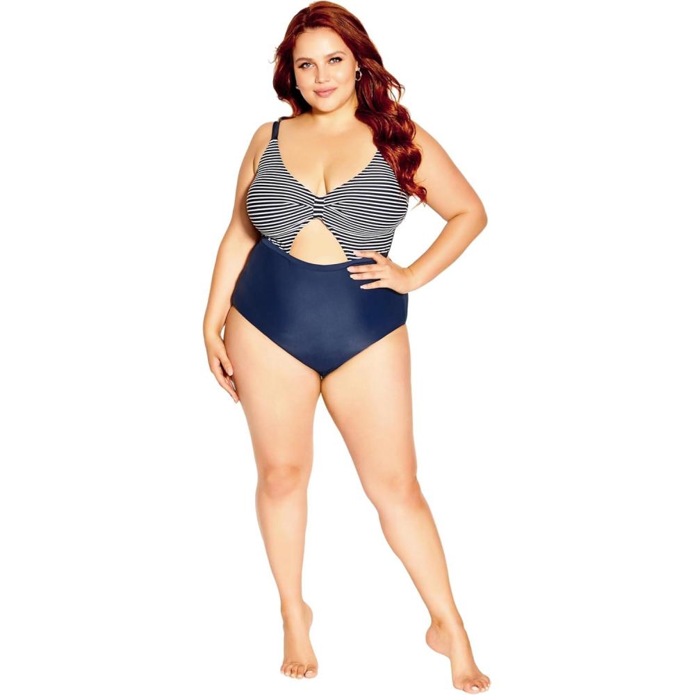 image:imageCity Chic CCX Womens Plus Size 1 Piece Izzy PrintNavy