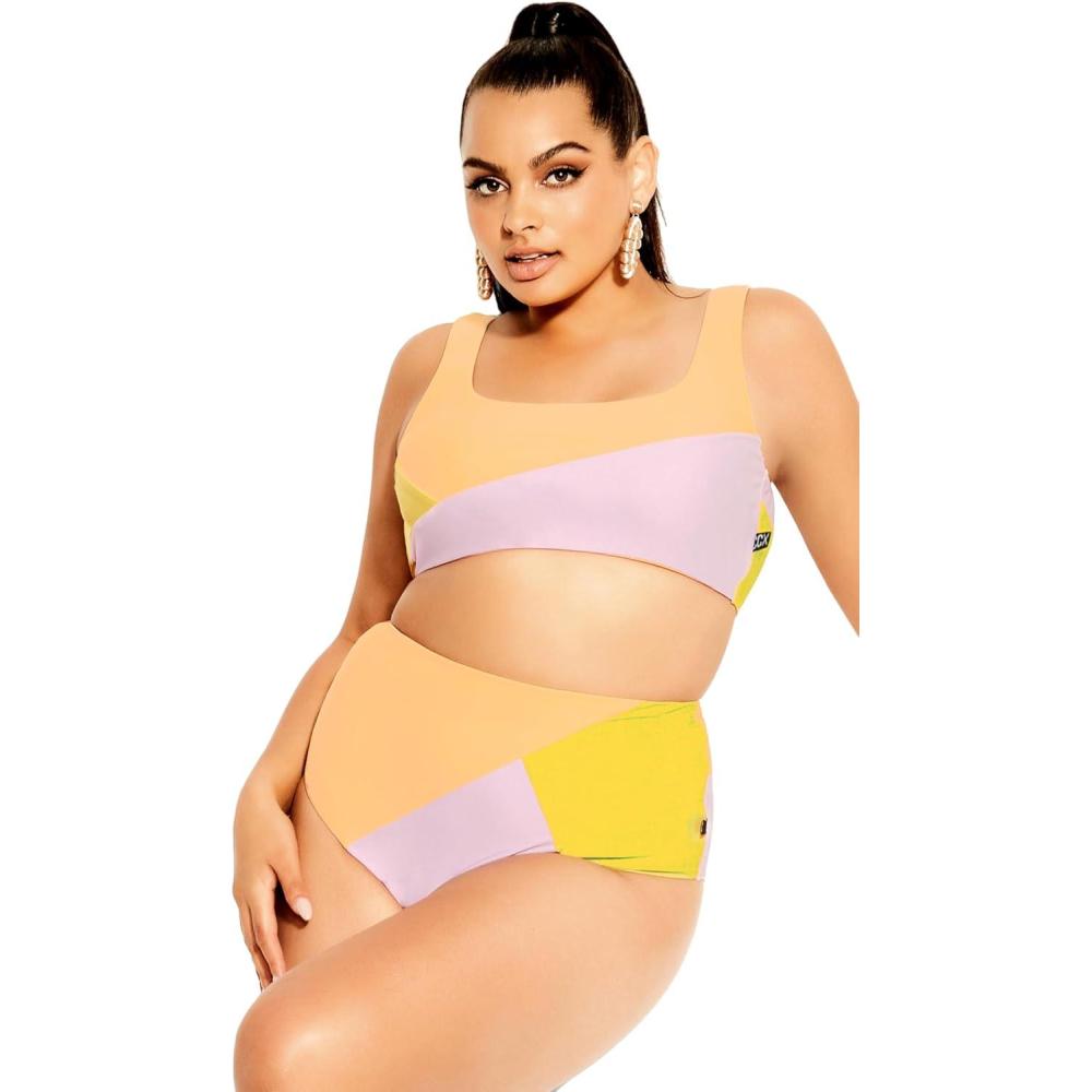 image:imageCity Chic CCX Womens Plus Size Top Lulu Underwire Splice BikiniSplice