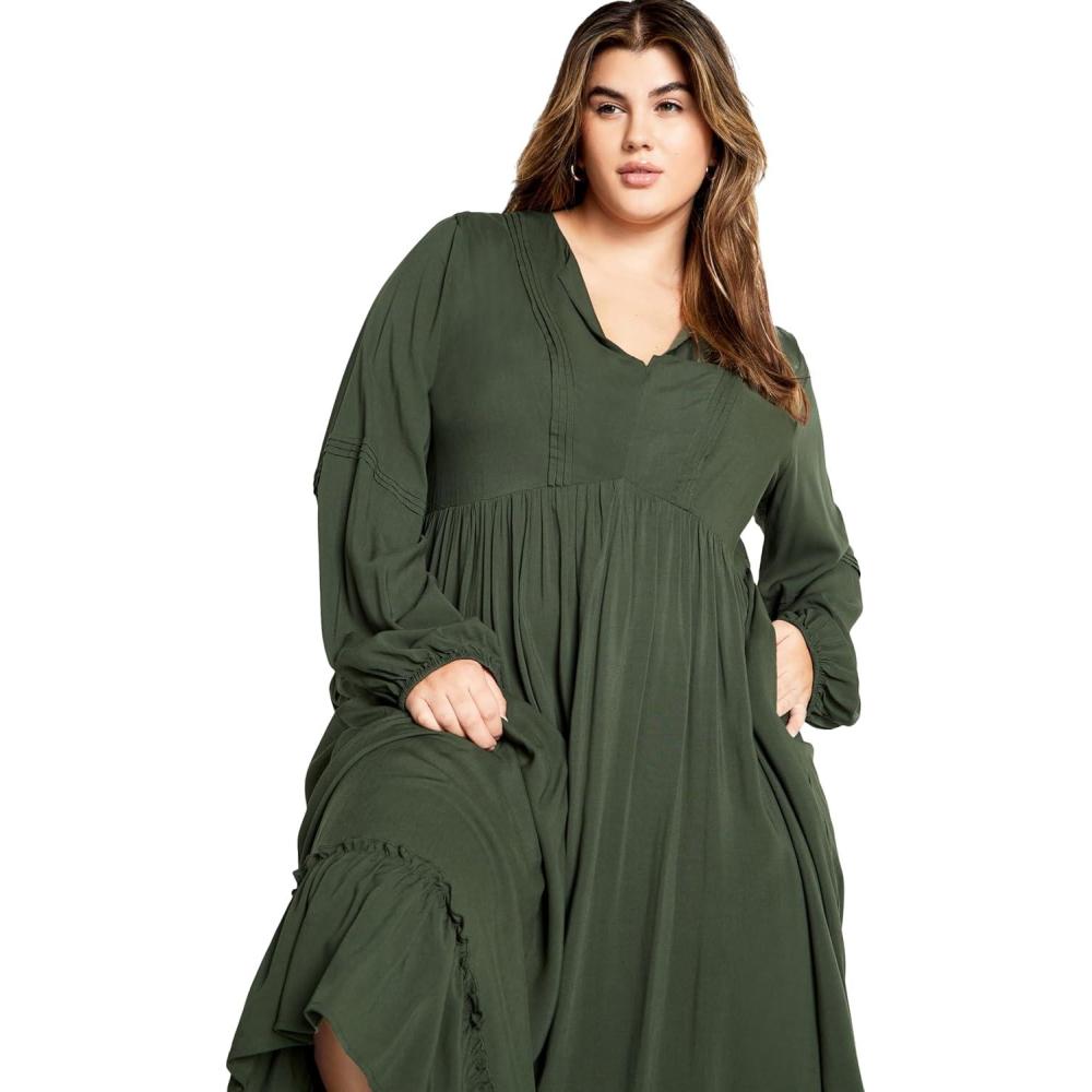 image:imageCity Chic Plus Size Dress Alena Maxi DressKhaki