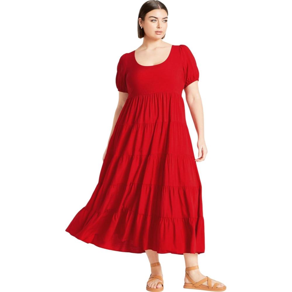 image:imageCity Chic Plus Size Dress Mila Plain DressCrimson