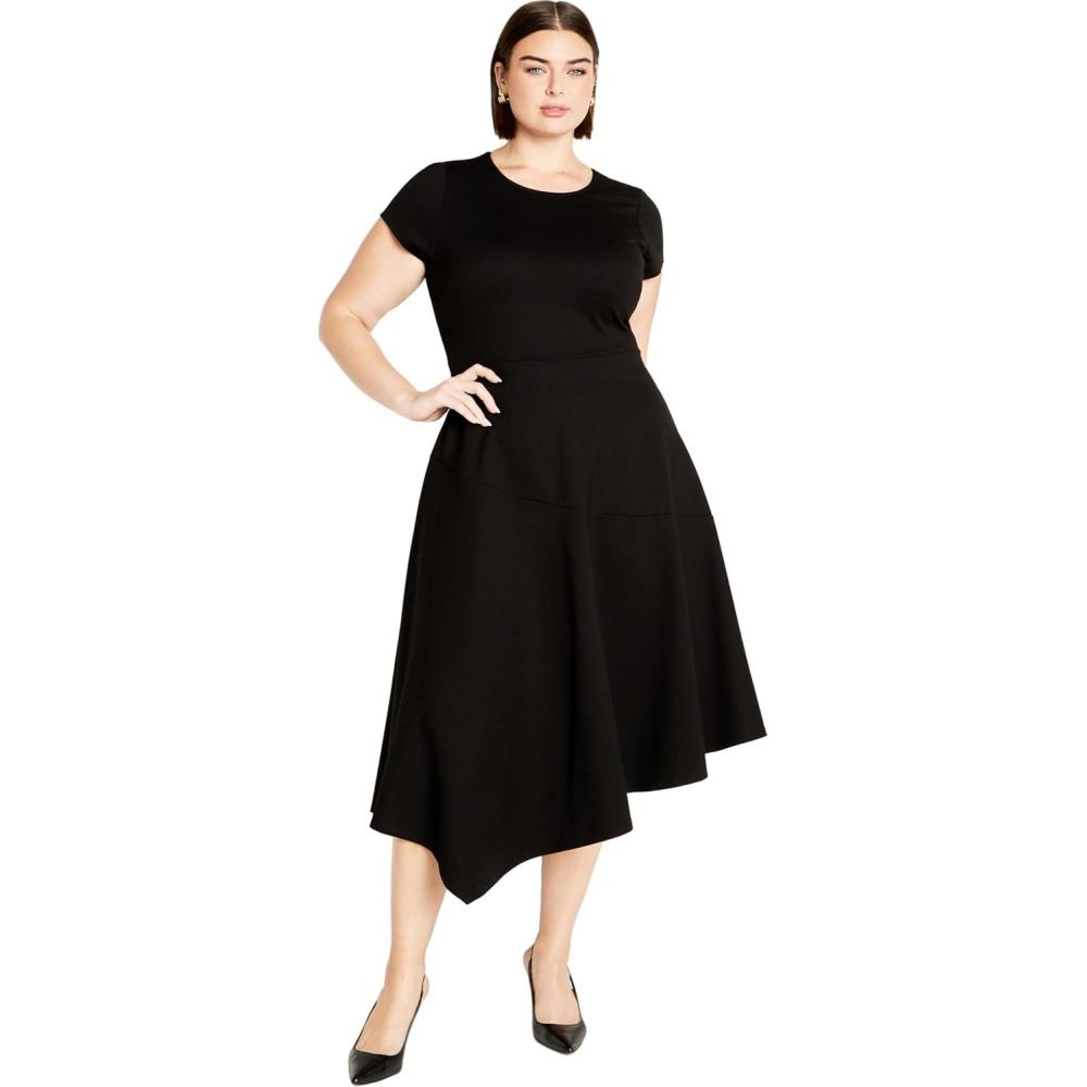image:imageCity Chic Plus Size Dress Ponte Flare DressBlack