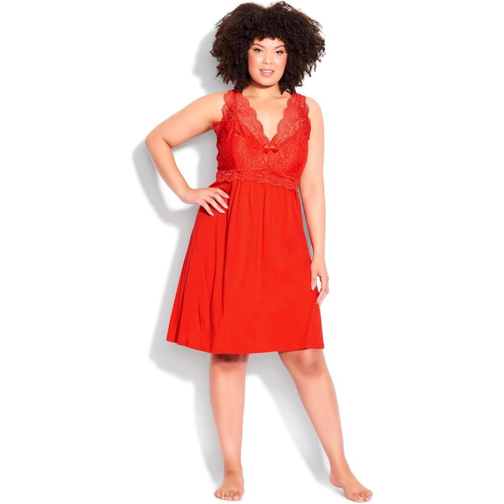 image:imageCity Chic Womens Avenue Plus Size Chemise Sexy BackRed