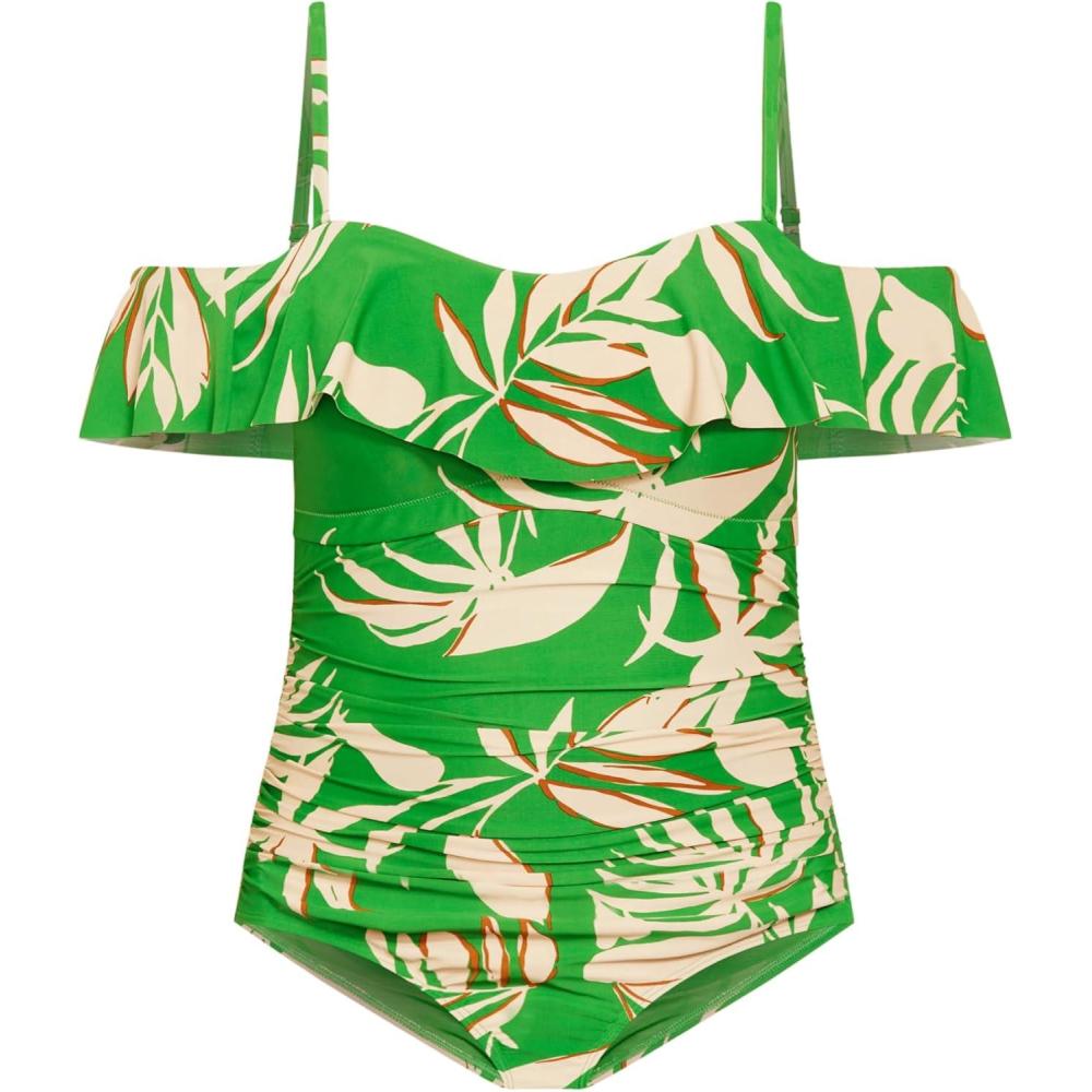 image:imageCity Chic Womens Ingrid Ruffle Print 1 PieceJade Ingrid Prt